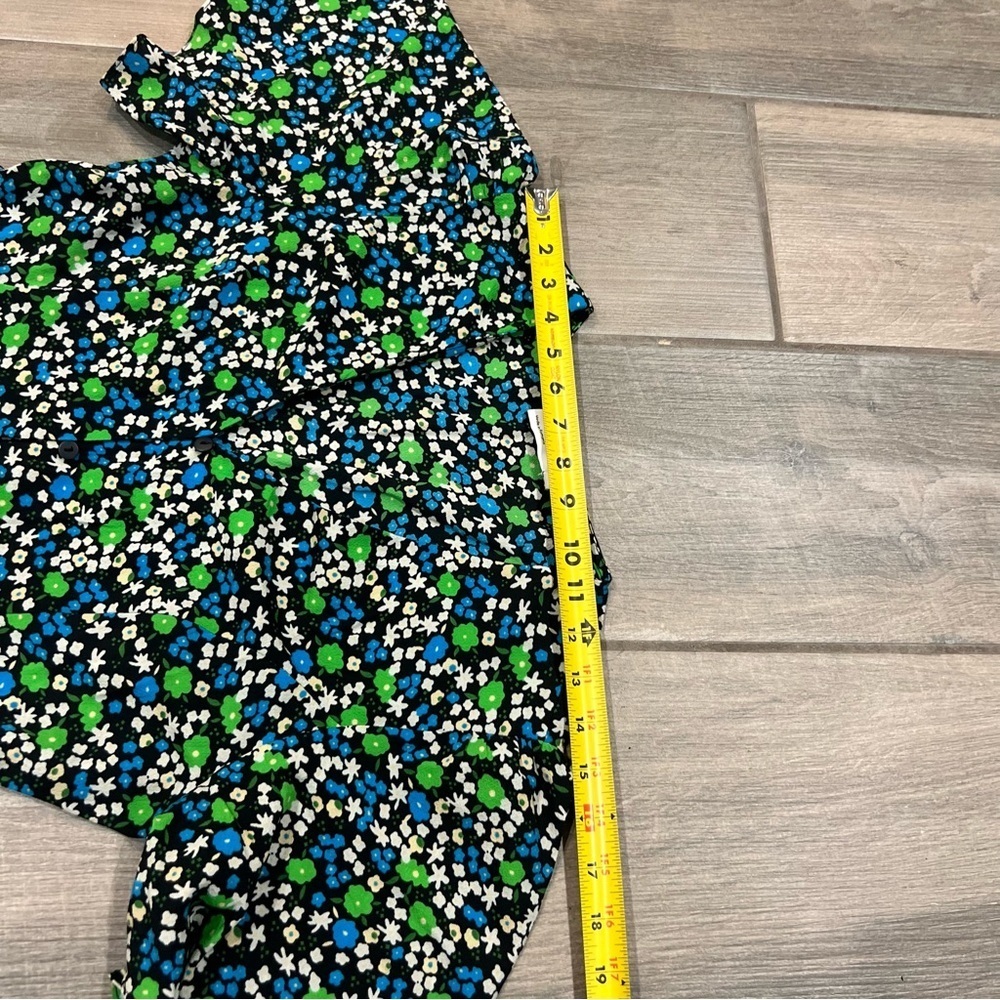 NWT ASOS Black Blue Green Floral Flutter Sleeve Midi Belted Dress Women’s US 8 - Picture 8 of 13